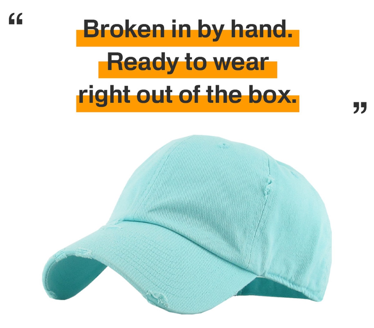 Diamond Blue Distressed Vintage Baseball Cap Front Side View